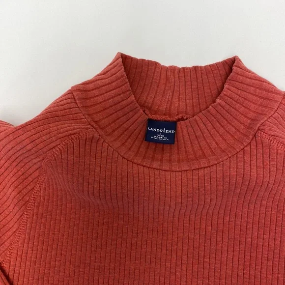 Lands End mock turtle neck coral orange fall color - Picture 2 of 2